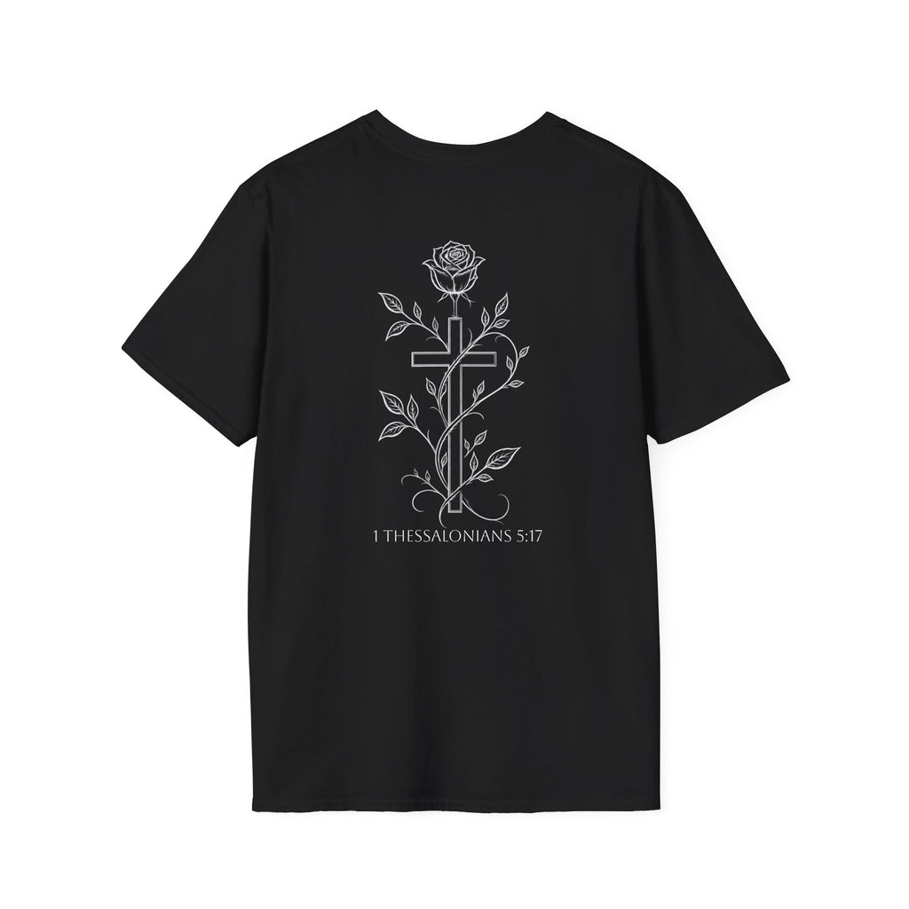 Christian Cross Rose T-Shirt Pray Without Ceasing