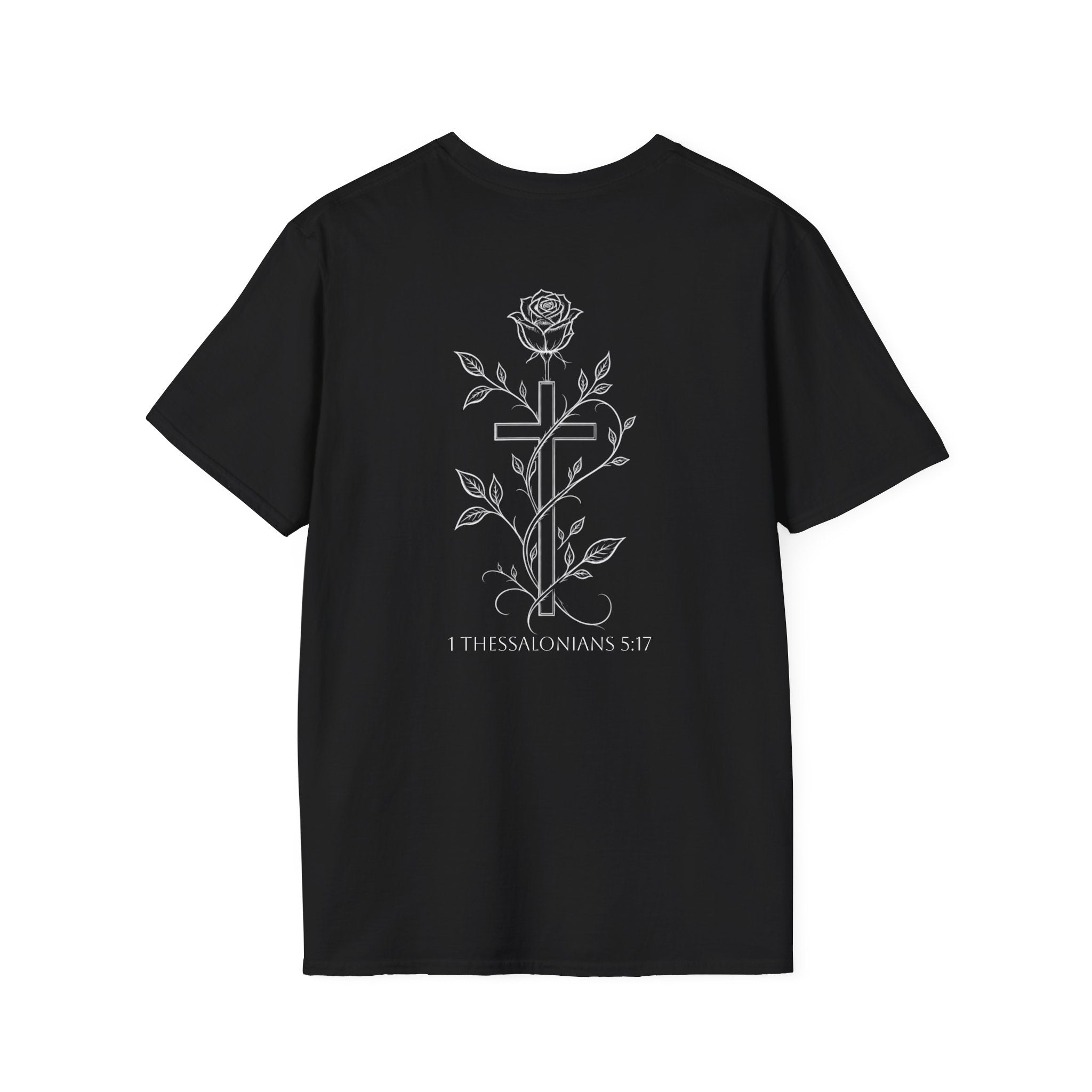 Christian Cross Rose T-Shirt Pray Without Ceasing