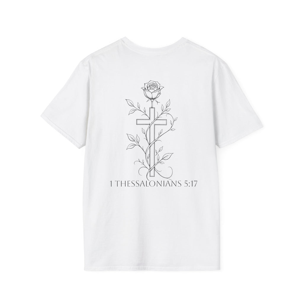 Christian Cross Rose T-Shirt Pray Without Ceasing