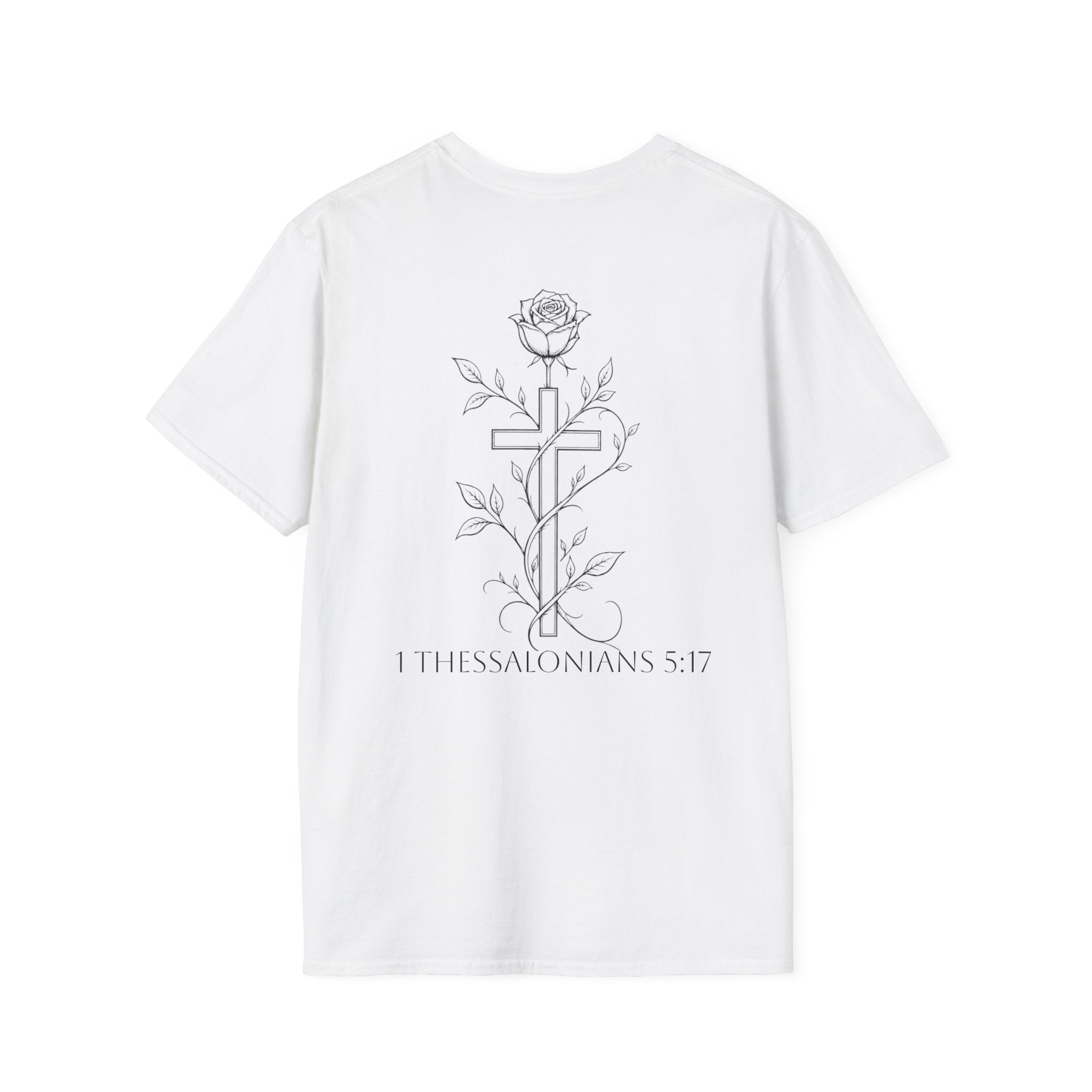 Christian Cross Rose T-Shirt Pray Without Ceasing