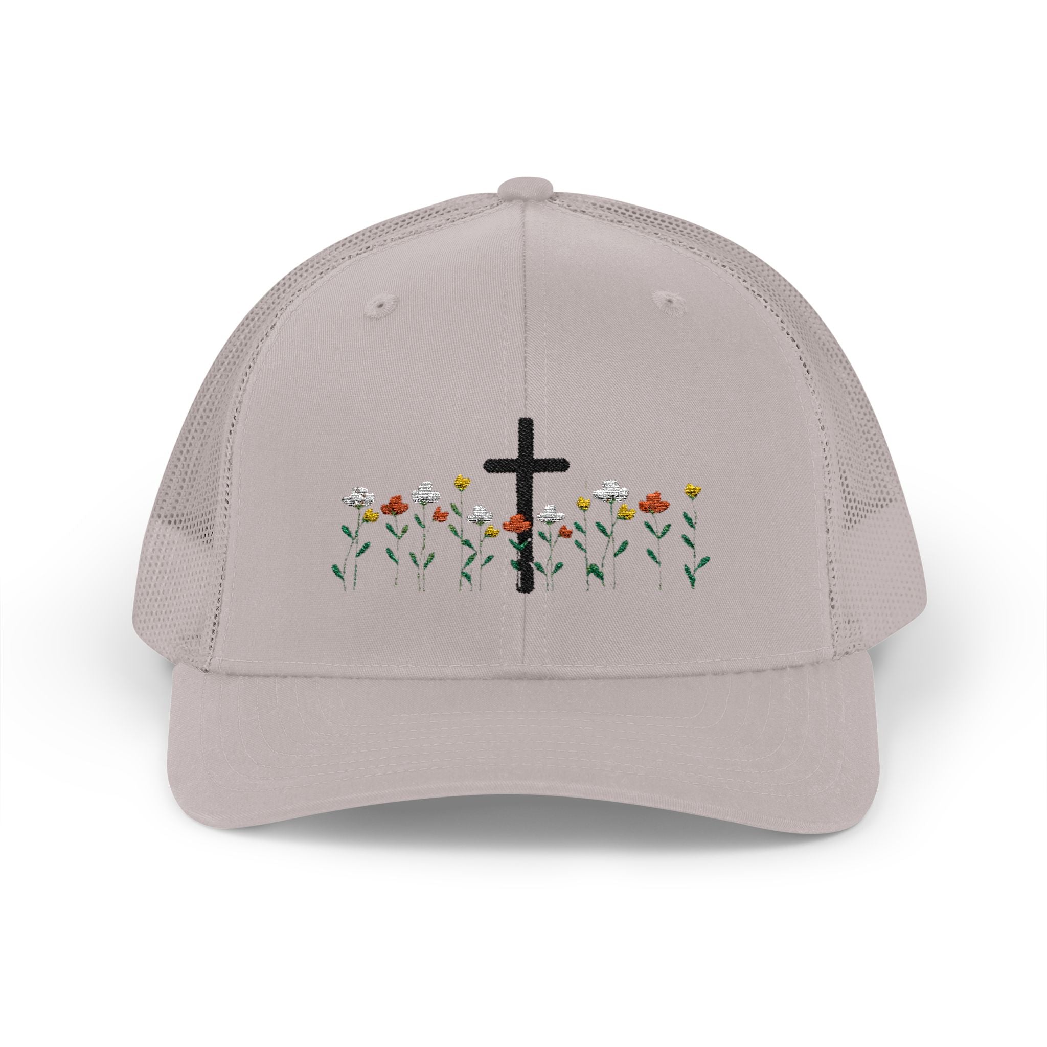 Cross & Wildflowers Snapback Trucker Hat — Floral Faith Baseball Cap