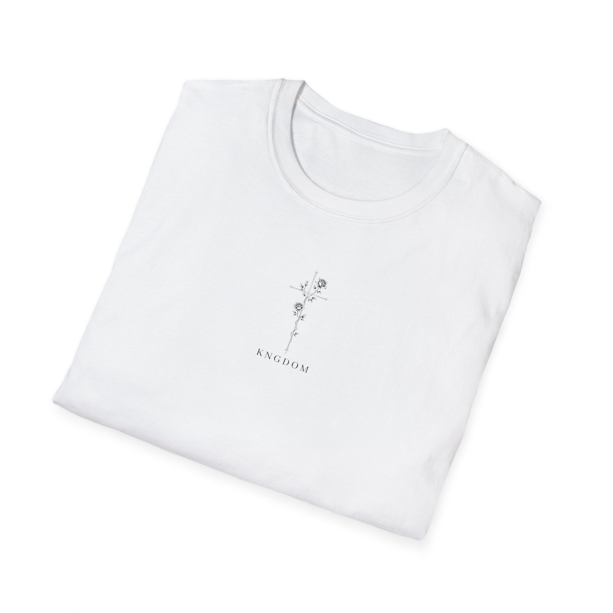 Minimal Rose Cross T-Shirt — Floral Cross Back Graphic Tee