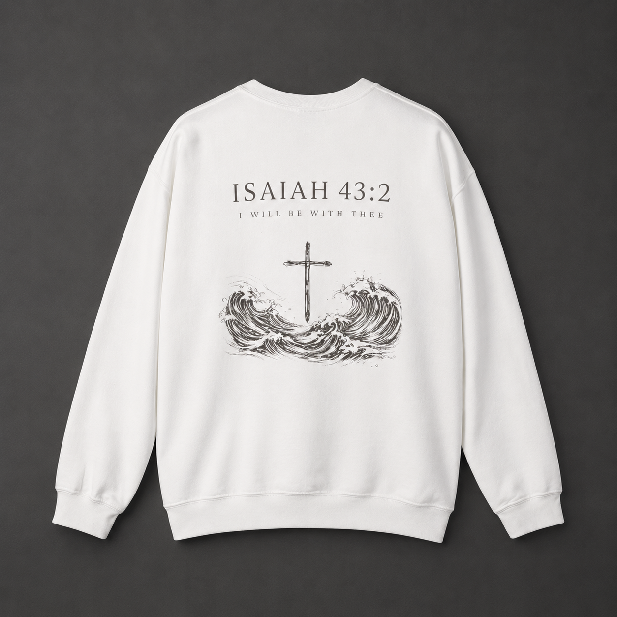 Isaiah 43:2 Cross & Waves Crewneck Sweatshirt
