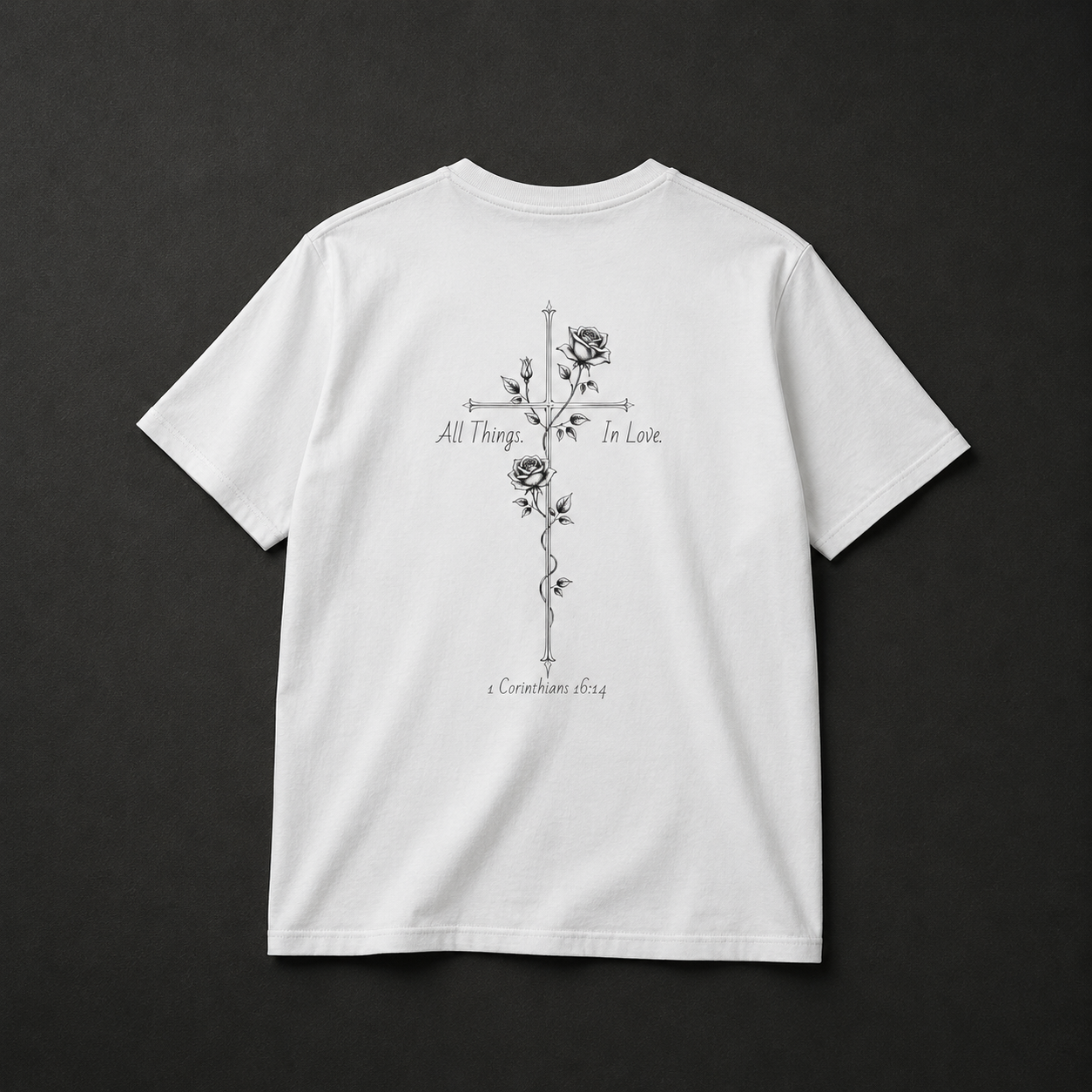 Minimal Rose Cross T-Shirt
