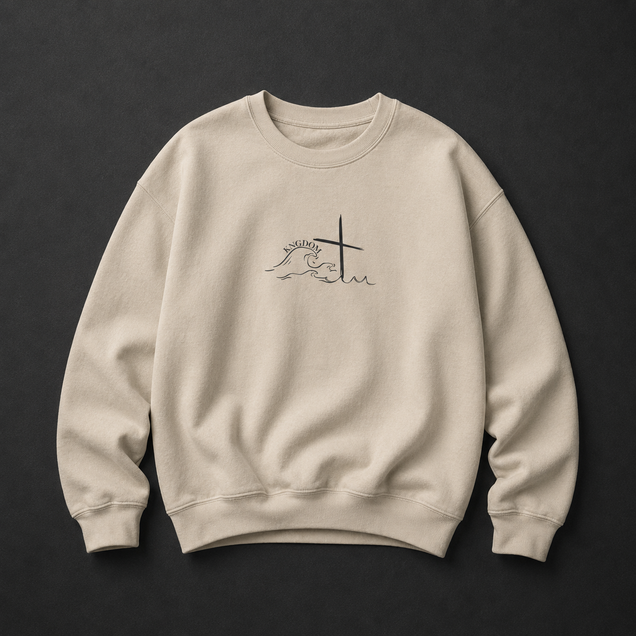 KNGDOM Isaiah 43:2 Cross & Waves Crewneck