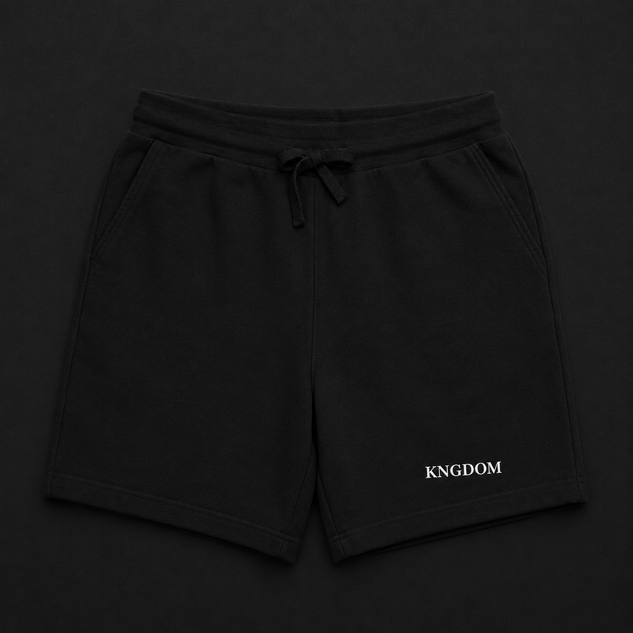 Kingdom Minimal Logo Sweatshorts — Black Sponge Fleece Athletic Shorts