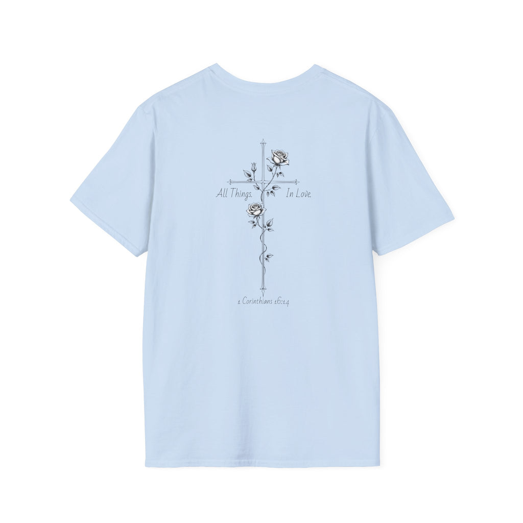 Minimal Rose Cross T-Shirt