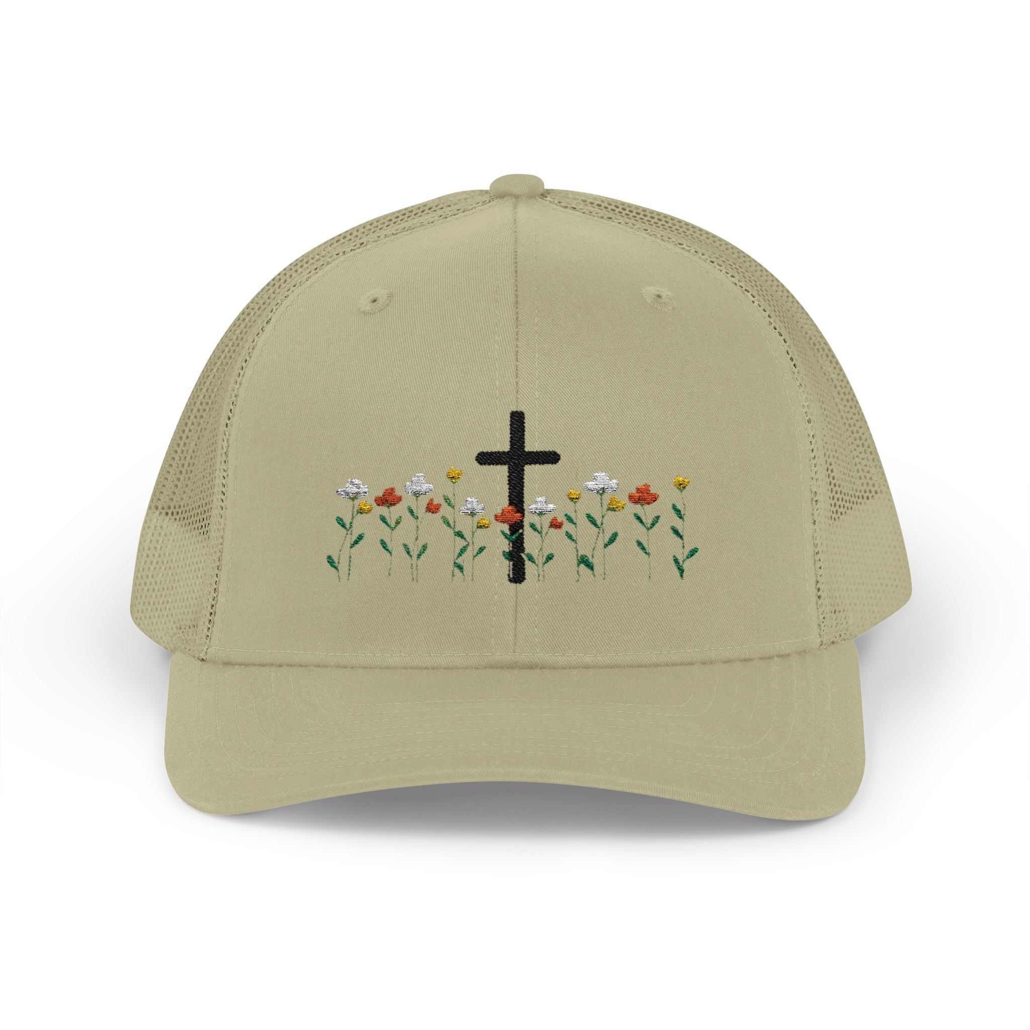 Cross & Wildflowers Snapback Trucker Hat — Floral Faith Baseball Cap