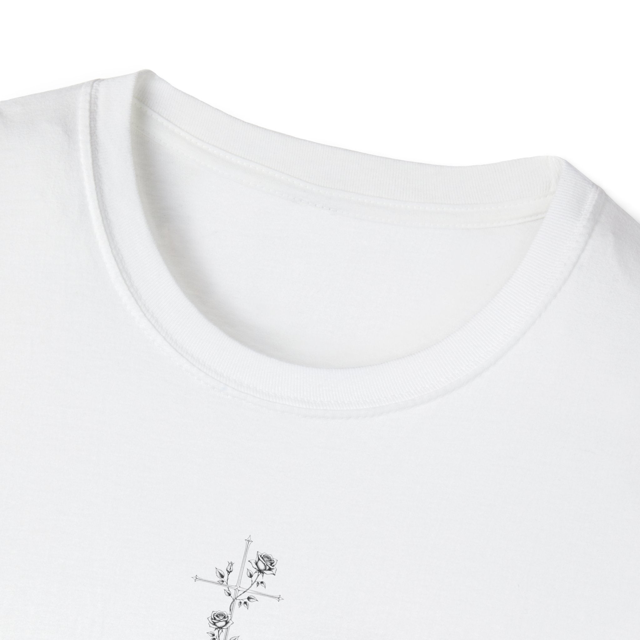 Minimal Rose Cross T-Shirt — Floral Cross Back Graphic Tee