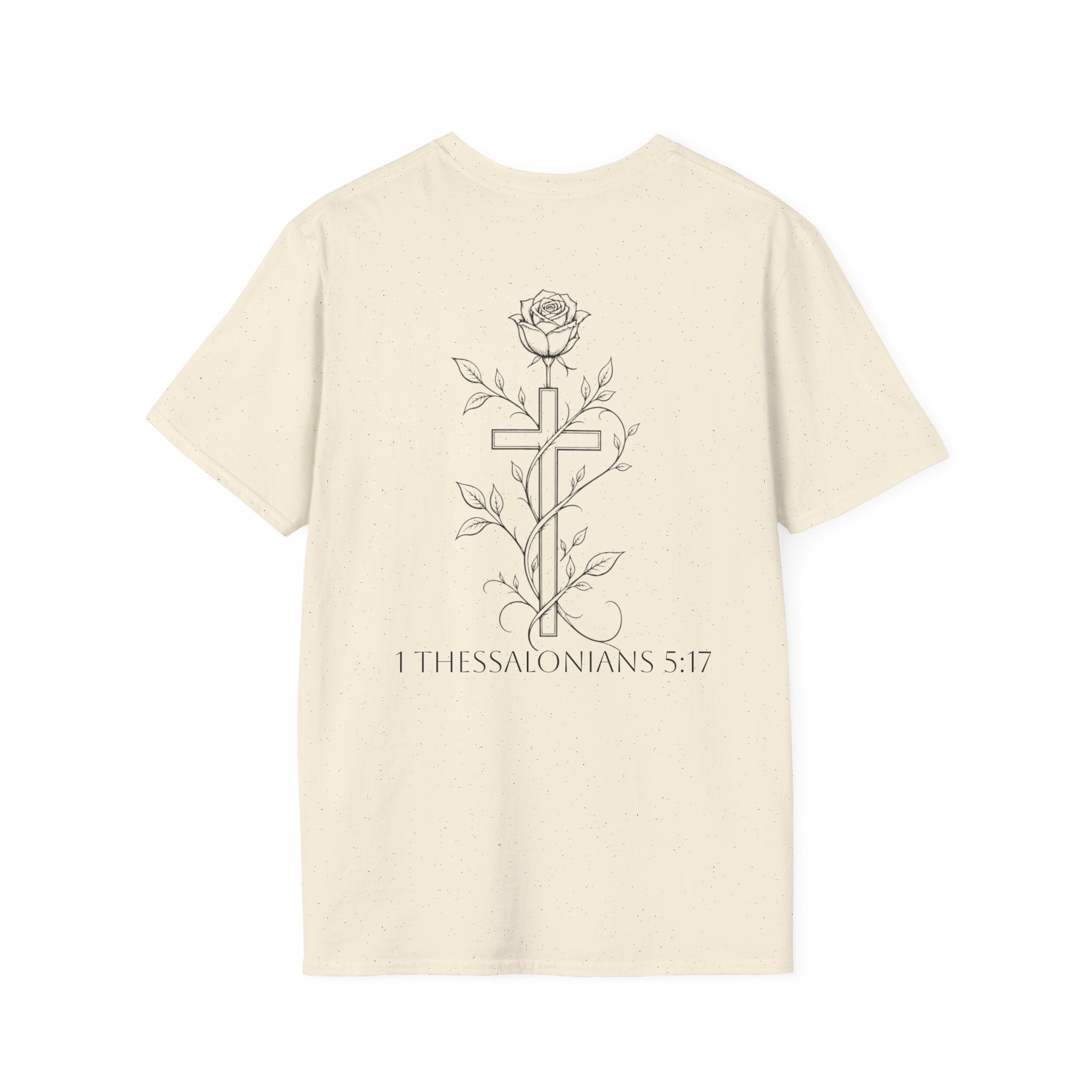 Christian Cross Rose T-Shirt Pray Without Ceasing
