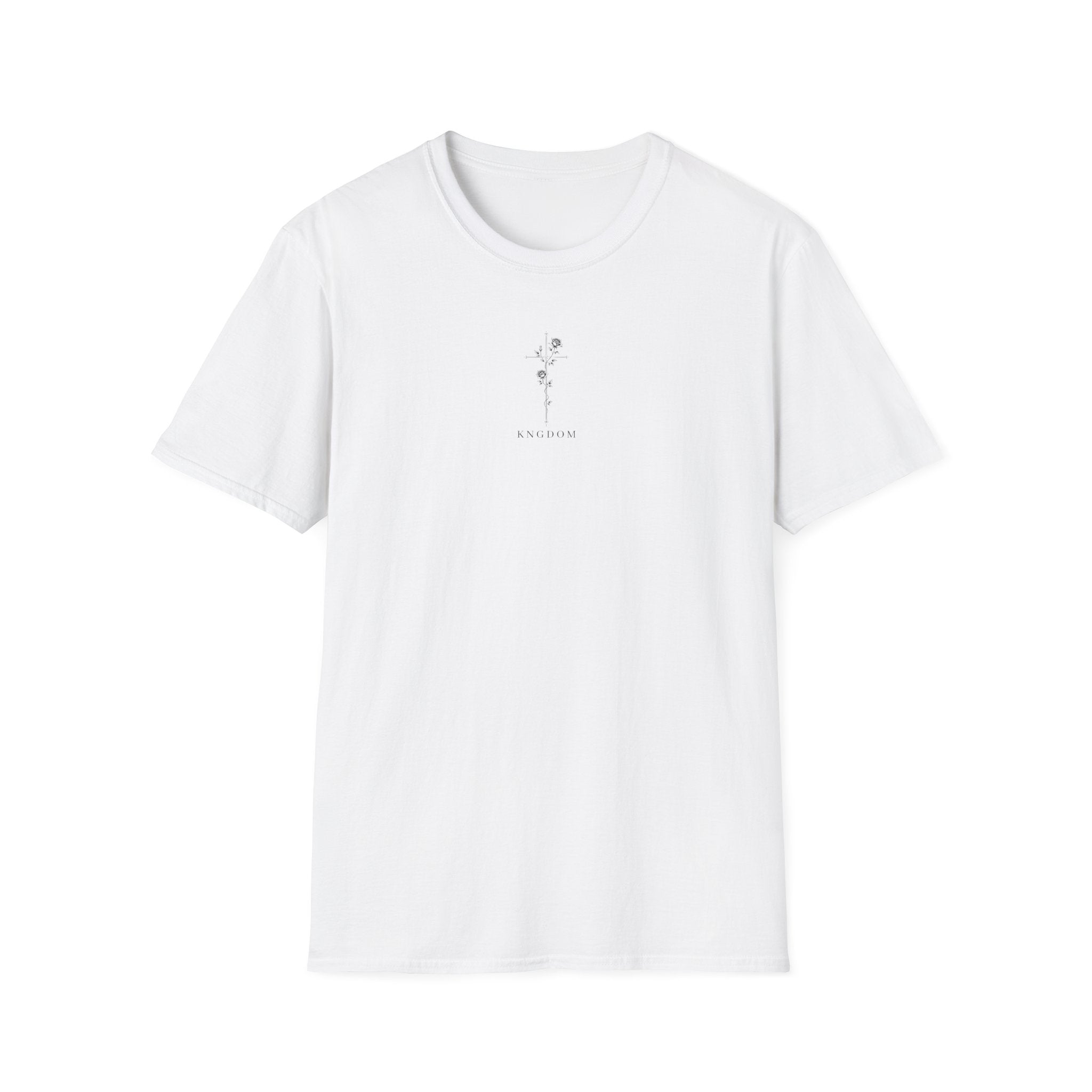 Minimal Rose Cross T-Shirt — Floral Cross Back Graphic Tee